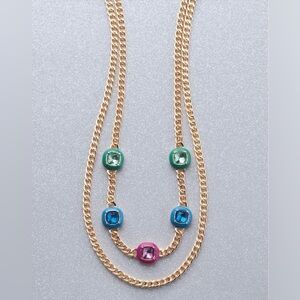 Avon studio 1886 vibrant enamel
Jewel necklace NEW double goldtone strand